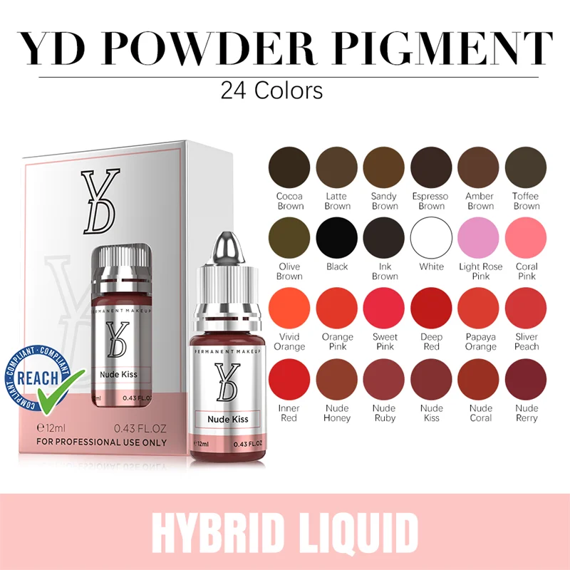 YDPMU Powder Liquid Pigment 12ML Lip Tattoo Ink Eyebrow Eyeline Pigments Professional Semi Permanent Makeup Tints Beauty Arts