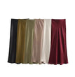 Ladies Satin Skirt Women High Waist Long Skirts For Women Spring Summer Black Midi Skirt Office Lady Elegant Women's Skirts