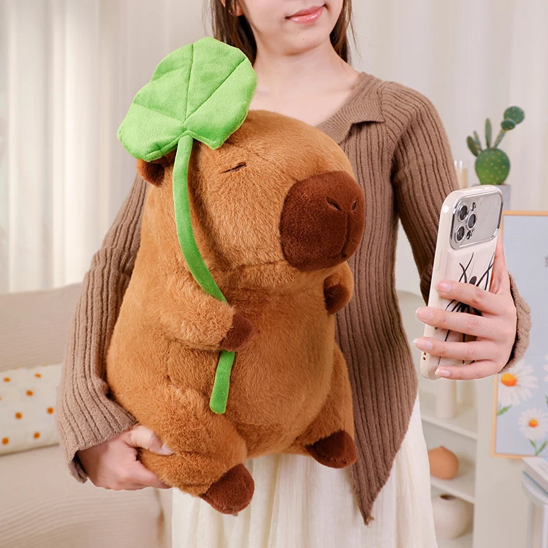 Lotus leaf Capybara Plush Toy  Oyster Bee Bckpack Capibara Cosplay Unicorn Dinosaur Boba Bread Ring Decor Stuffed Animals