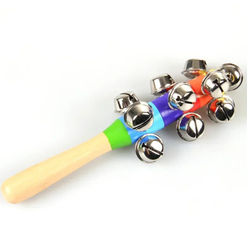 Colorful Rainbow Hand Held Bell Stick Wooden Percussion Musical Toy for Adult KTV Party Game Gift