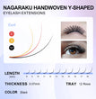 NAGARAKU YY Shape Double and Triple Tips Eyelash Extensions Hand Woven Premium Soft Natural Interlaced Makeup Mesh Net