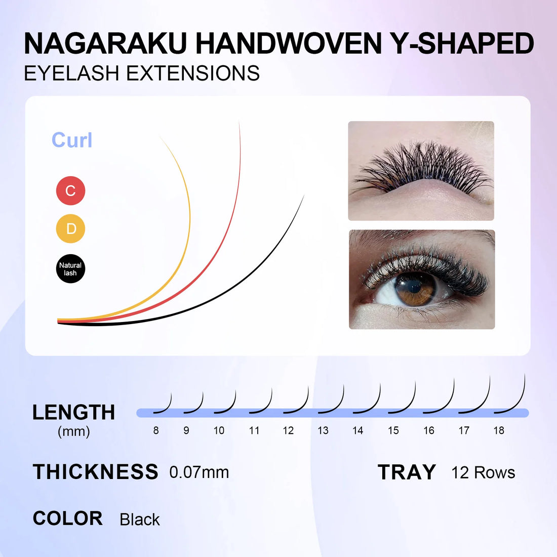 NAGARAKU YY Shape Double and Triple Tips Eyelash Extensions Hand Woven Premium Soft Natural Interlaced Makeup Mesh Net