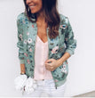 Women Elegant Zipper Bomber Jacket Spring Autumn Floral Printed Jackets Office Wear Slim Office Coat Retro Outwear