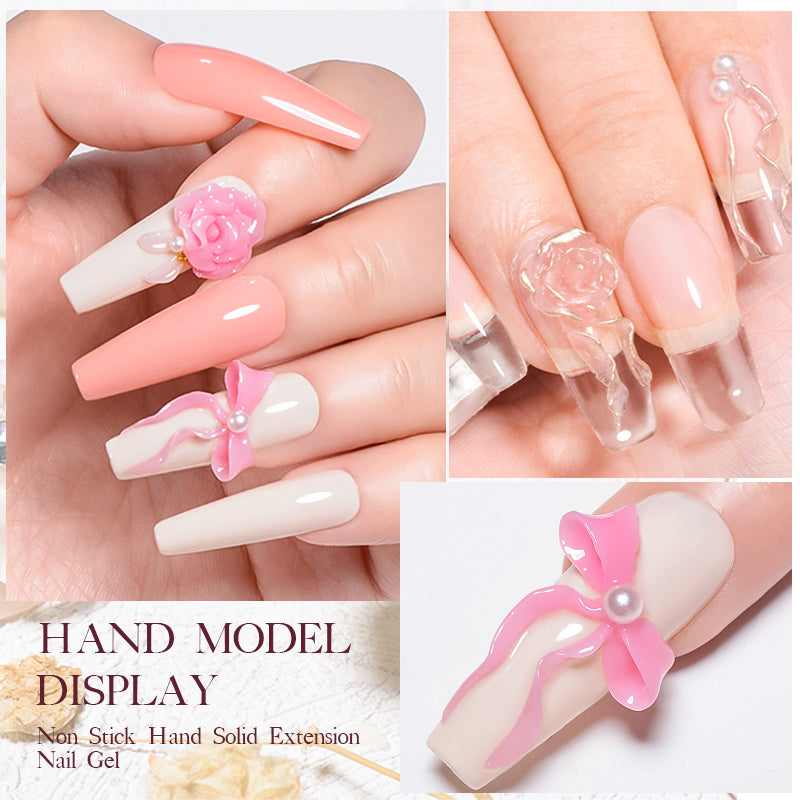 7ML Non Stick Hand Solid Extension Nail Gel Polish Pink Clear Nude Extension Gel Rhinestone Glue Gel For DIY Manicure Nail Art