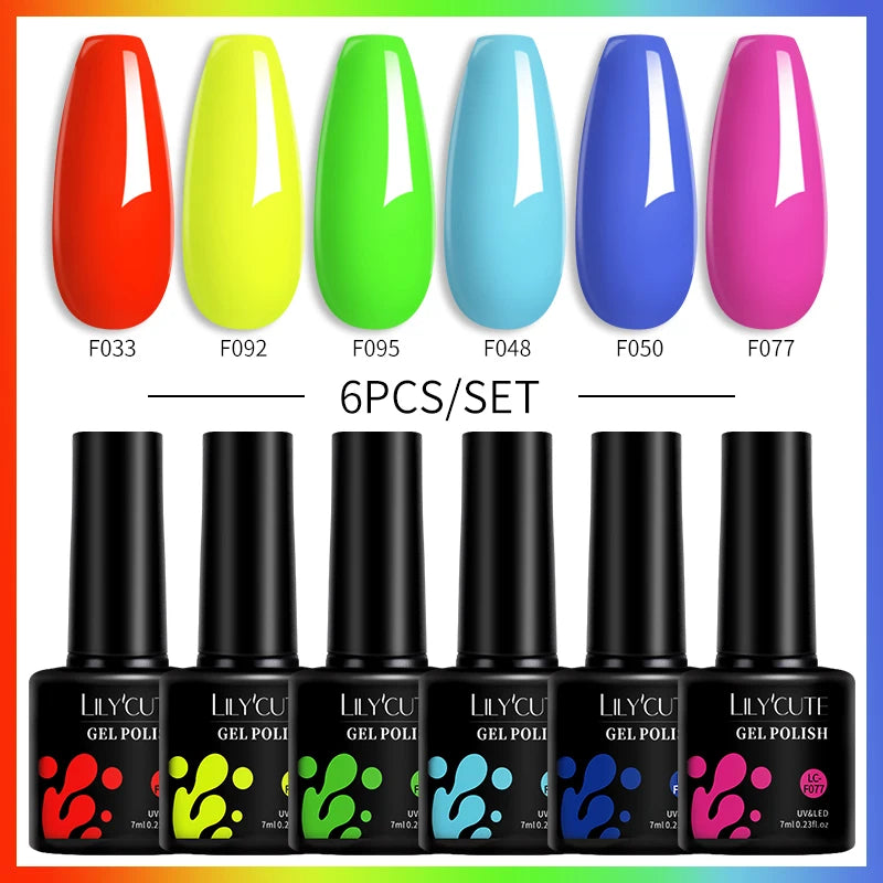 LILYCUTE 6Pcs/Set Gel Nail Polish Popular Colors In Autumn Semi Permanent Soak Off UV LED Nail Art Gels Nail Gel Polish