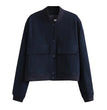 ASDS Women Fashion With Pockets Bomber Jacket Coats Vintage Long Sleeve Front Button Casual Female Outerwear Chic Tops