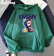 Jinx Arcane Hoodie ENEMY Cool Graphic Print Sweatshirt Women Tracksuit Sudaderas Aesthetic Clothes Streetwear Manga Casual Male