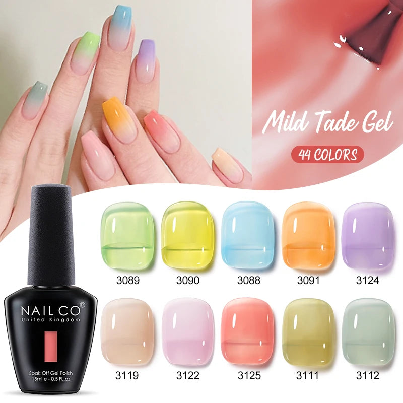 NAILCO 15ml Translucent Color Gel Nail Polish Vernis Semi Permanent UV LED Gel Polish For Nail Art Gel Manicure TOP BASE Varnish