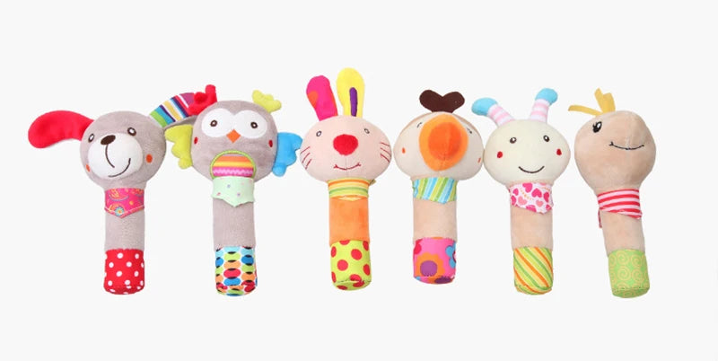 Baby Plush Rattle Cartoon Animals Crib Mobile Bed Bell Toys 0-12 Months Infant Toddler Early Educational Toy for Newborn  Gifts