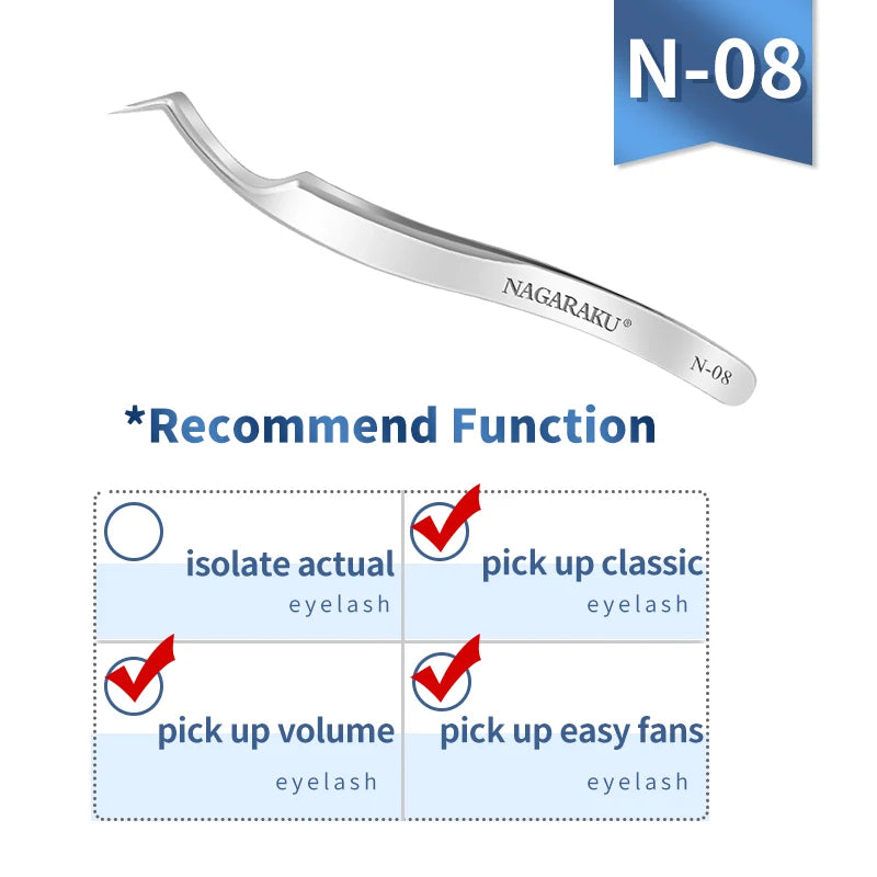 NAGARAKU Eyelash Extension Tweezers Makeup Stainless Steel Eyelash 3D accurate Clip