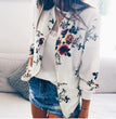 Women Elegant Zipper Bomber Jacket Spring Autumn Floral Printed Jackets Office Wear Slim Office Coat Retro Outwear