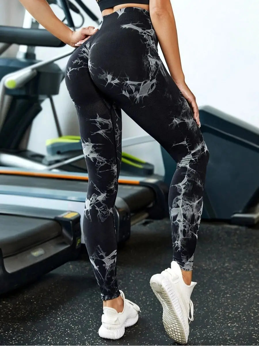 Women Tie Dye Yoga Pants Sports Leggings Seamless High Waist Push Up Tights Female Fitness Workout Leggins 2024 Gym Clothing