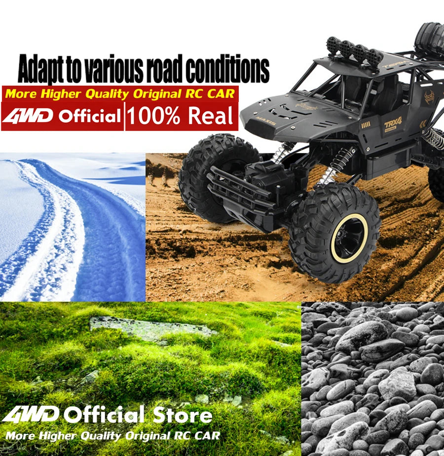 4WD Remote Control Car With Led Lights Radio RC Buggy Off-Road Drift Trucks RTR Vehicle Gifts Toys for Children Boys Kids Adults