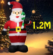 1.2M Christmas Decoration Crutch Santa Claus Inflatable Toy with LED Lights Outdoor Inflatable Model Ornament Party Garden Decor