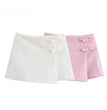 2024 Pink White Mini Skirt Woman Fashion Bow Skort For Women Summer Slit Short Skirt Woman Split High Waist Skirt Shorts