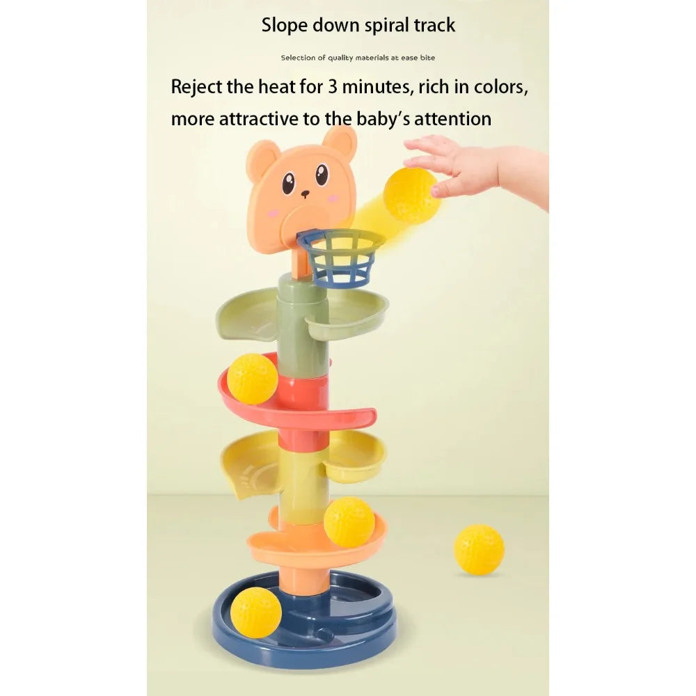 Montessori Baby Toy Rolling Ball Tower Montessori Educational Games For Babies Stacking Track Baby Development Toys 1 2 3 Years