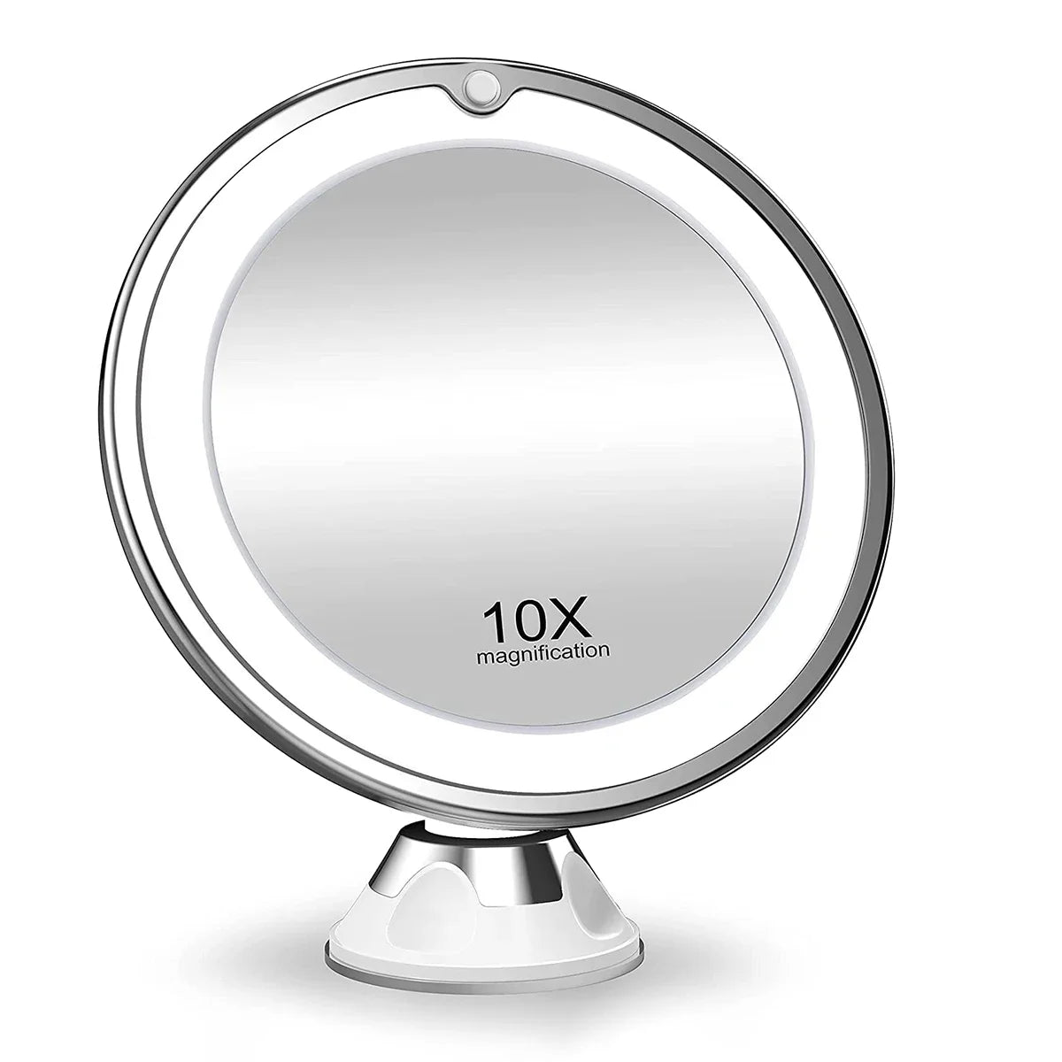 10x Magnification Lighted Cosmetic Mirror with Switch, 360 Degree Rotating Arm, Makeup mirror with Powerful Locking Suction Cup