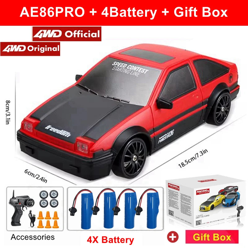 4WD RC Drift Car Remote Control GTRPRO AE86PRO Model 4x4 Racing RTR Radio Truck Vehicle Toy Gift for Boy Girl Children Kid Adult