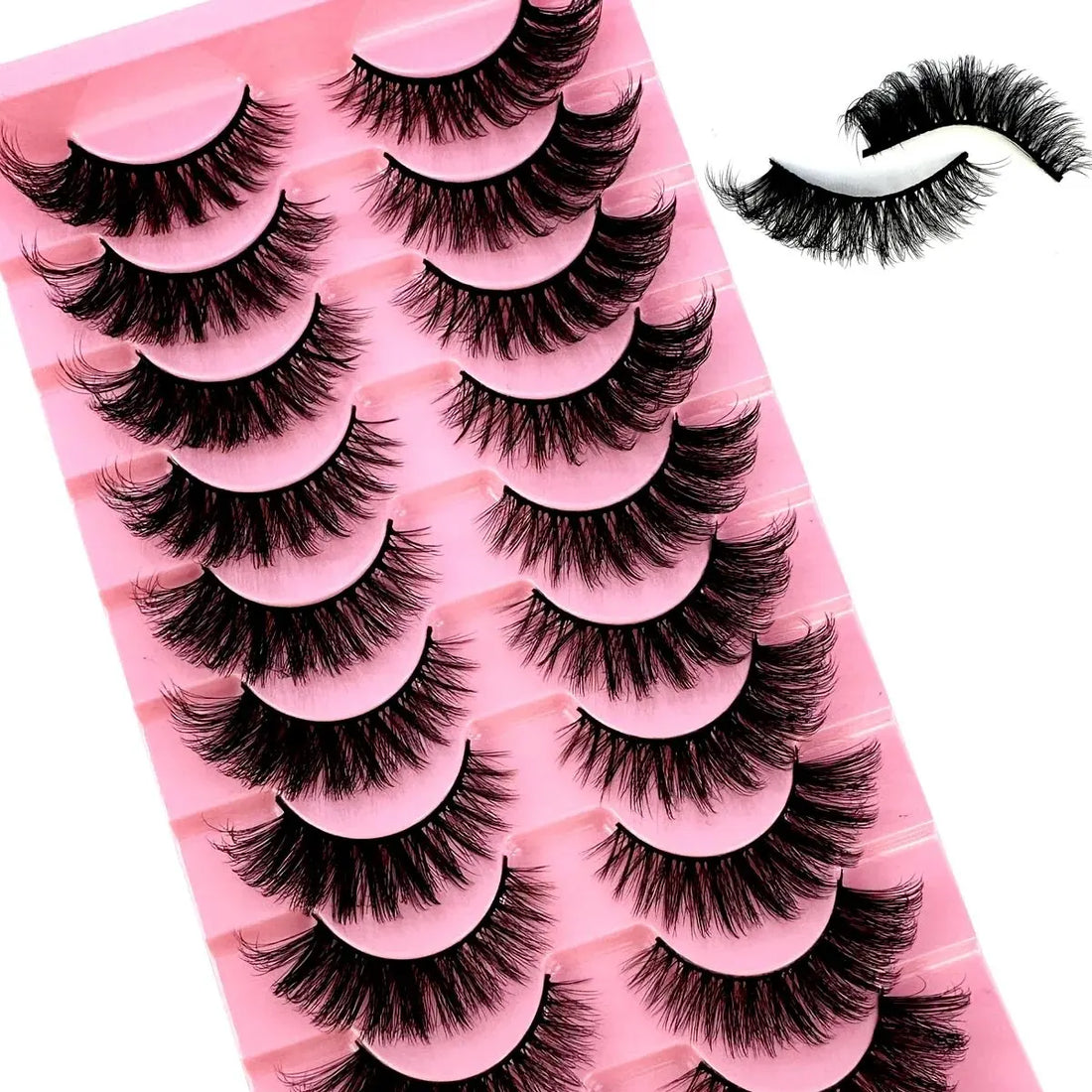 NEW 10 Pairs Cat Eye Lashes Fluffy Faux Mink Lashes 8D Wispy Lashes Pack Dramatic Long Thick Volume Eyelashes False Eyelas