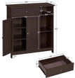 Bathroom Floor Cabinet, Kitchen Freestanding Storage Organizer, Large Side Cabinet with Doors, Drawer & Adjustable