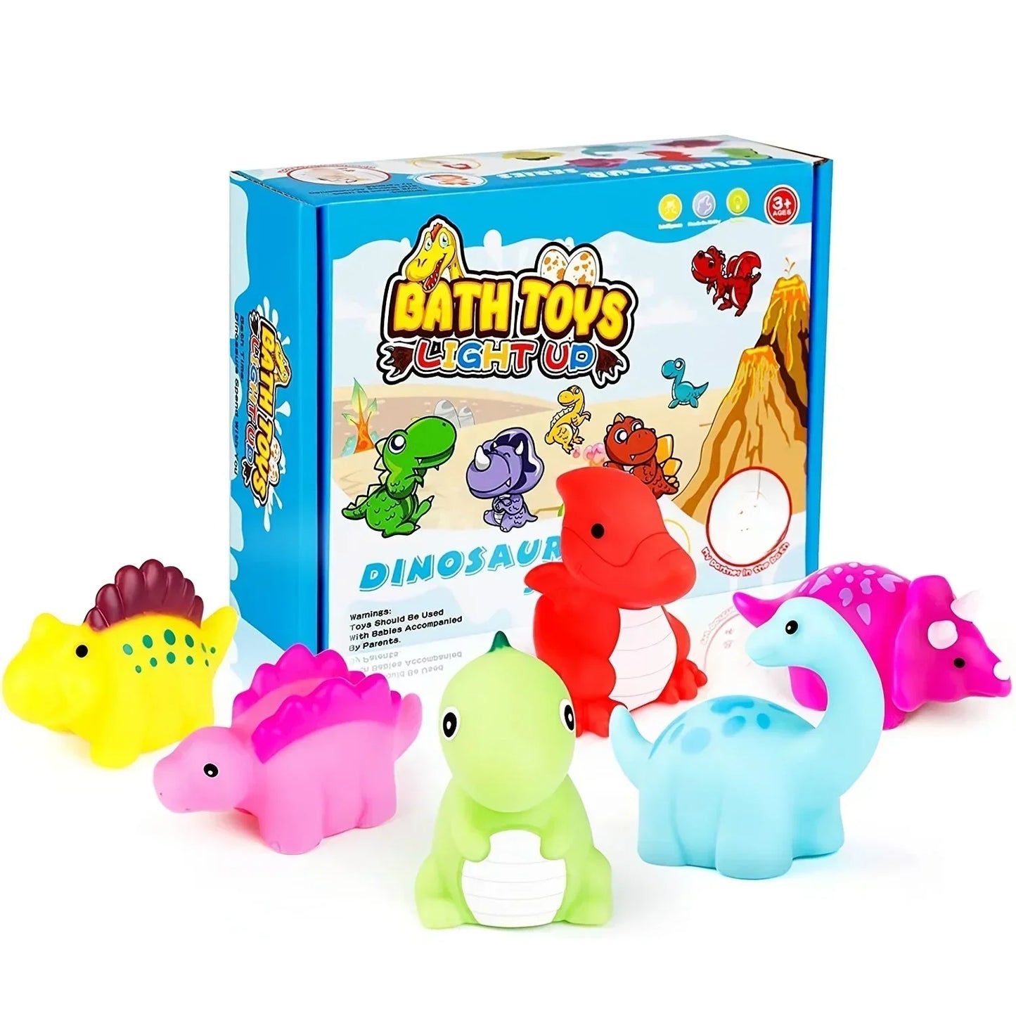 1/6PCS Baby Cute Animals Bath Toy Swimming Water Play LED Light Up Toy Set Float Induction Luminous Dinosaur for Kids Funny Gift