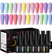 MEET ACROSS 12Pcs/Set 7ml Macaron Gel Nail Polish With Box Semi Permanent UV Gel  Soak Off Nail Art Kit Varnish For Manicure