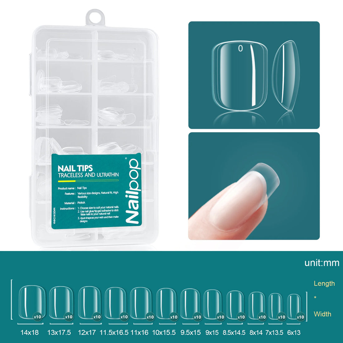 Nailpop Soft Gel Tips for Nails Acrylic Material Medium Almond/Coffin Artificial Nail Capsule Accessories and Tools 120pcs/box