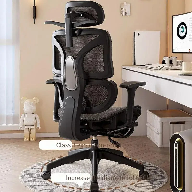 UVR Computer Chair Ergonomic Backrest Chair Home Study Chair Sedentary Comfortable Recliner with Footrest Mesh Office Chair