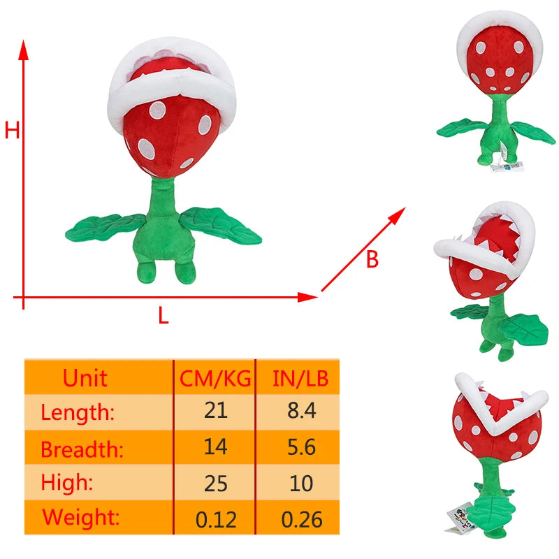 Super Mario Chomper Plush Toy Big Poison Piranha Plant Doll Man-Eater Flowers Cartoon Stuffed Doll Winter Cotton Slippers Gifts