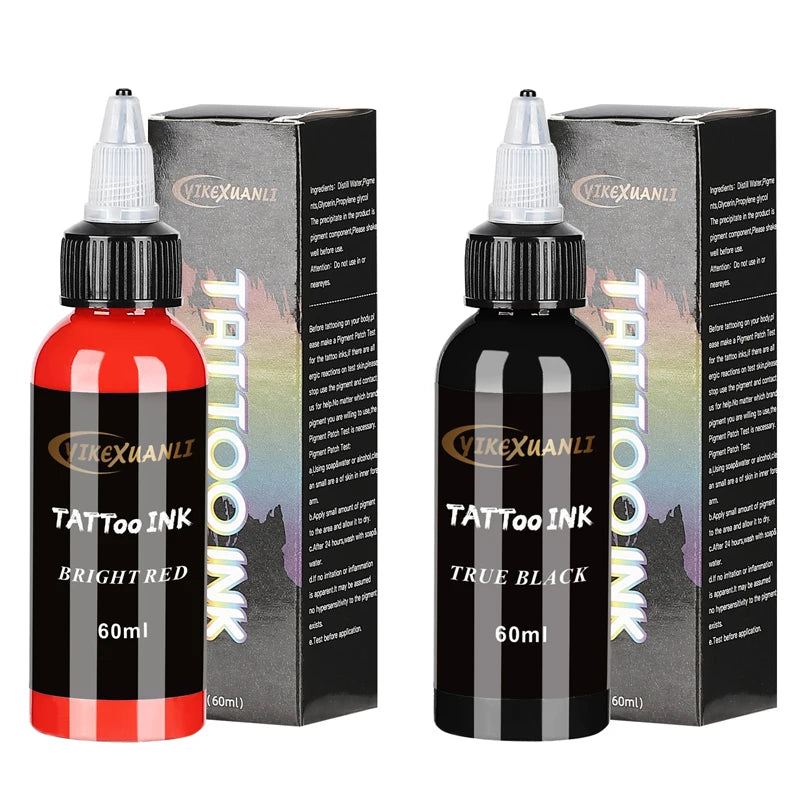 60ml red/black Tattoo Ink Pigment with box Body Art Tattoo Kits Professional Beauty Paints Makeup Tattoo Supplies Semi-permanent