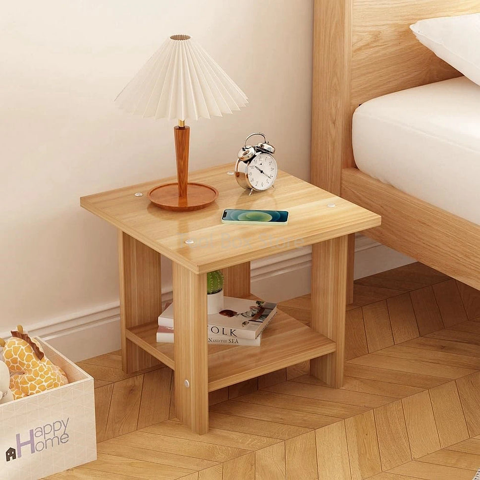 Mini Night Stand Wooden 2-Layer Sofa Side Bedside Coffee Table Desk Home Furniture Nordic Simple Bedside Cabinet Storage Shelf