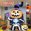 1.8M/6FT Halloween Inflatable Toy Giant Pumpkin Skull Ghost Outdoor Yard Garden Decoration Horror Inflated Model with LED Lights