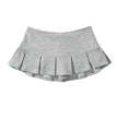 Mooyufon Fabric Y2K Mini Skirt Women Low Waist Wide Pleat Light Grey Sexy Vintage A-line Pleated Skirt Casual Skort Summer