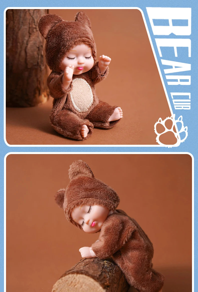 1pcs 13cm Sleep Baby Doll New Fashion Simulation Rebirth Dolls Mini Cute Doll Cartoon Animal Kids Toy for Children Birthday Gift