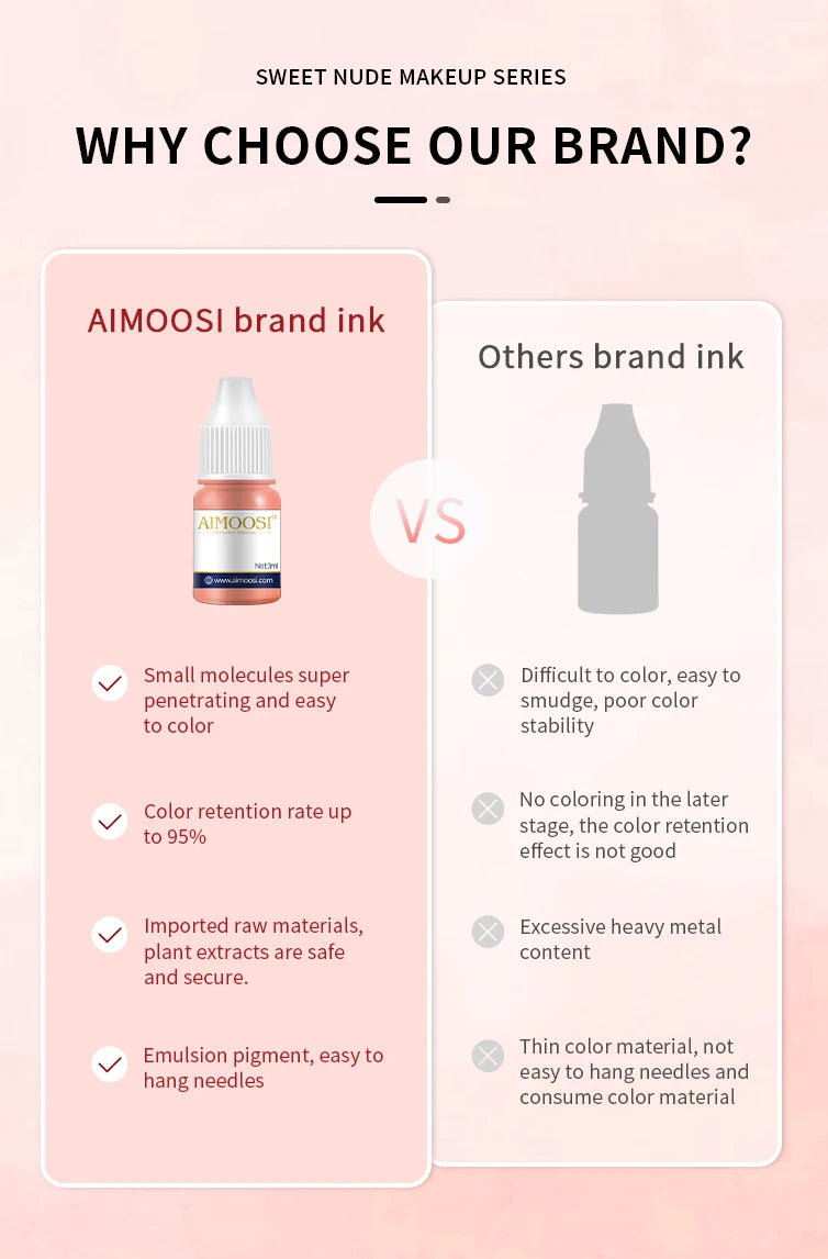 AIMOOSI 3ml Nude Color Tattoo Microblading Paint Ink Pigment For Semi Permanent Makeup Eyebrows Lips Tint Consumables