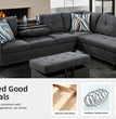 Sectional Sofa with Ottoman Nail-Head Design Linen Right Facing Modern Couches with Cup Holder L Shaped Sectional Sofa