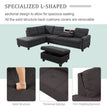 Sectional Sofa with Ottoman Nail-Head Design Linen Right Facing Modern Couches with Cup Holder L Shaped Sectional Sofa