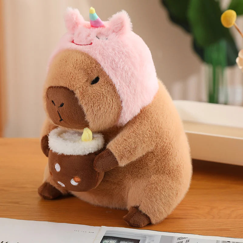 Lotus leaf Capybara Plush Toy  Oyster Bee Bckpack Capibara Cosplay Unicorn Dinosaur Boba Bread Ring Decor Stuffed Animals