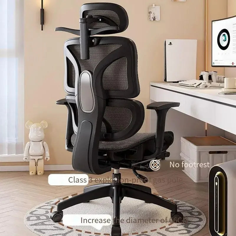 UVR Computer Chair Ergonomic Backrest Chair Home Study Chair Sedentary Comfortable Recliner with Footrest Mesh Office Chair