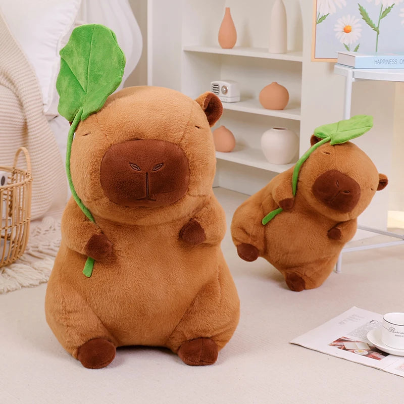 Lotus leaf Capybara Plush Toy  Oyster Bee Bckpack Capibara Cosplay Unicorn Dinosaur Boba Bread Ring Decor Stuffed Animals