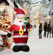 1.2M Christmas Decoration Crutch Santa Claus Inflatable Toy with LED Lights Outdoor Inflatable Model Ornament Party Garden Decor