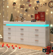 Modern Dresser 9 Drawer with LED Light,Wide Drawer Organizer Cabinet for Bedroom Living Room Chest  for Closet of Wood Drawers