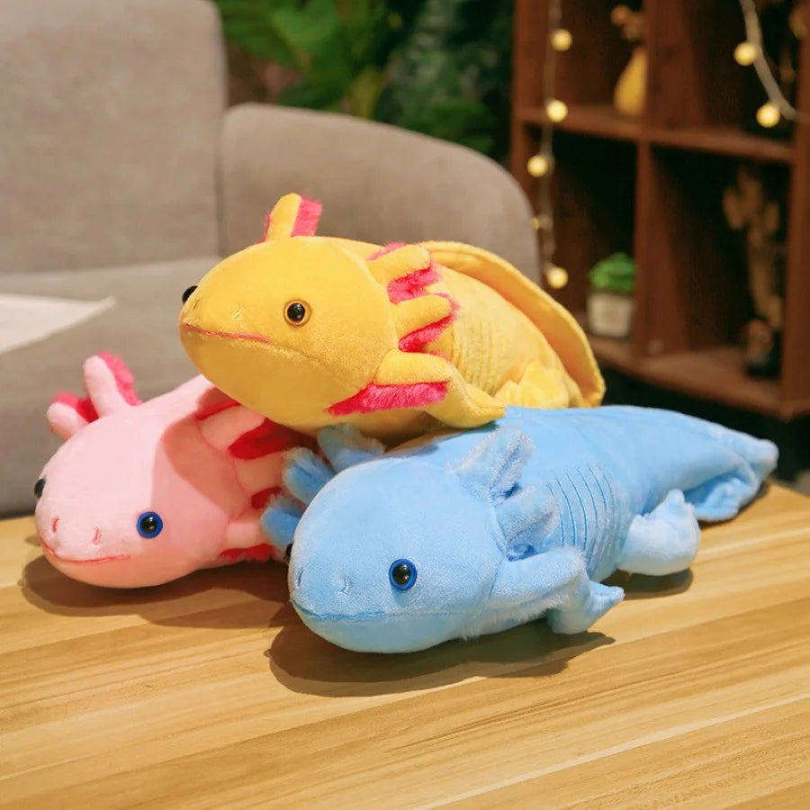 45cm Kawaii Colorful Newt Plush Toy Stuffed Cute Axolotl Salamander Fuzzy Plush Fish Appeasing Long Pillow Cushion Kids Gift