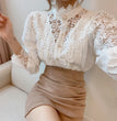 Fashion Long Sleeve Women Blouse Hollow Out Lace Blouse Shirt Tops Women Blusas Mujer De Moda 2024 Blouses Femme Women Shirts