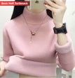 Turtleneck Winter Sweater Women Elegant Thicken Velvet Lined Warm Sueter Knitted Pullover Slim Tops Jersey Knitwear Jumper New