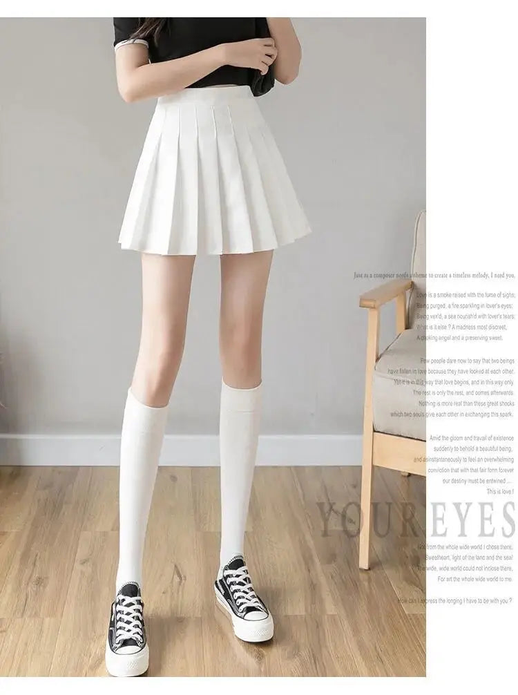 2024 White Women Pleated Skirts Summer High Waist Zipper Girls Dancing JK Mini Skirts Black Fashion Student A Line Faldas