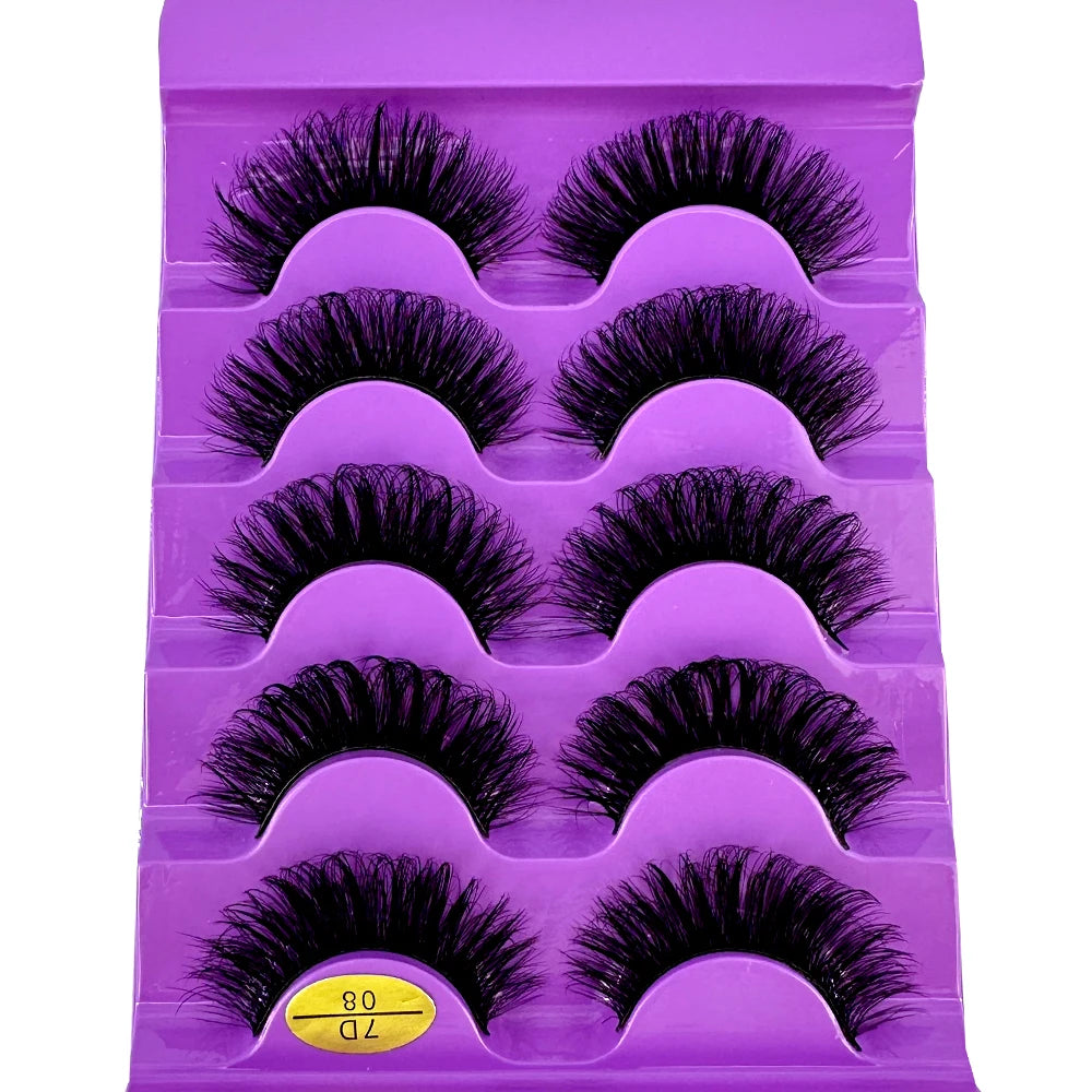 5pairs Classic Hybrid Volume Lashes New Arrival Wispy D Curl Short Russian Strip Lashes Makeup False Eyelashes