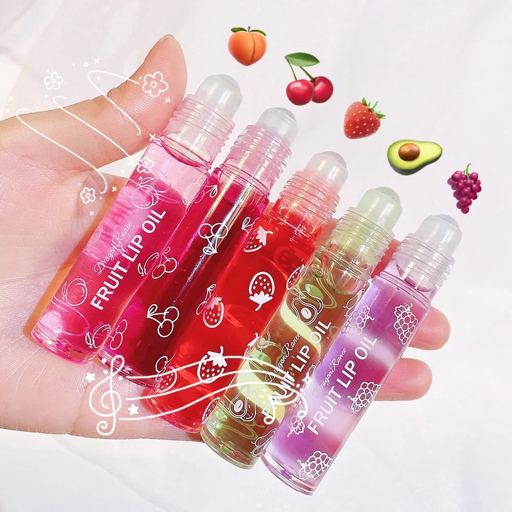 Roll-On Lip Oil, Moisturizing and Hydrating Lip Gloss, Nourishing Lip Balm Liquid for Smooth and Soft Lips, Long-Lasting Shine