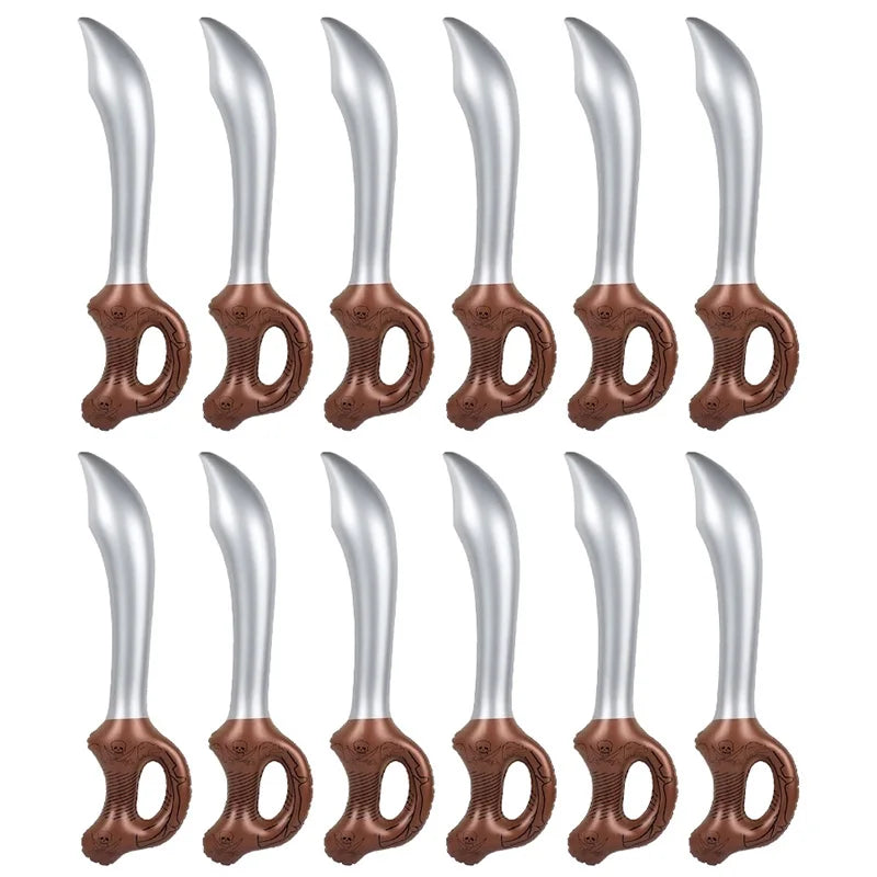 12 Pcs Inflatable Pirate Swords Halloween Toy Sword Party Birthday Inflated Knife for Swimming Pool Cosplay Stage Props