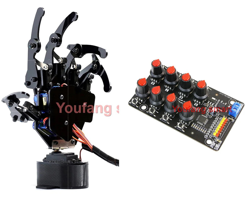 6 Dof Robotic Arm with 5 Dof Bionic Robot Hand Finger Claw for Arduino For Raspberry Pi 5 Kit Programmable Manipulator Project